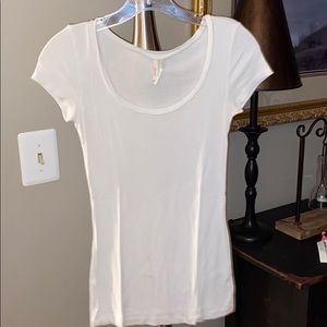 White scoop neck tee